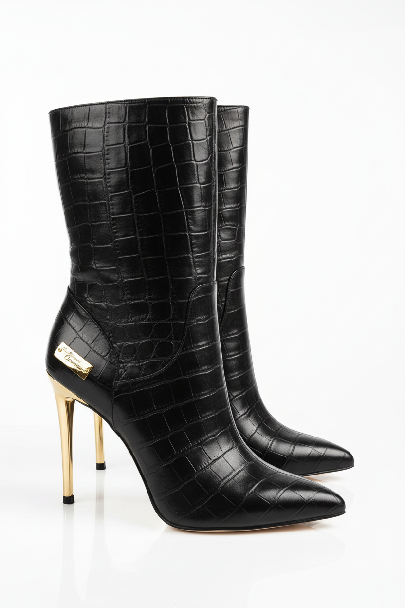 Bottines Croco à bout pointu "La Maison d'Opamay"