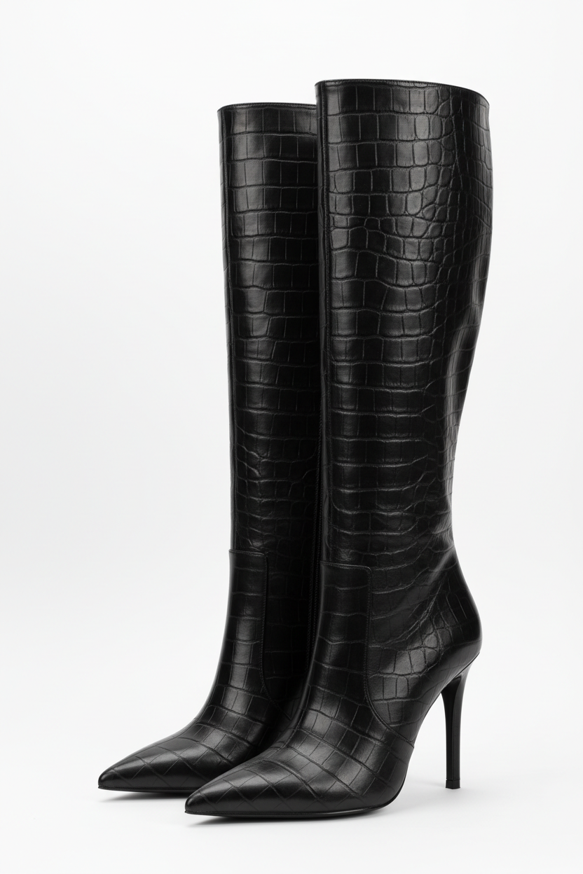 Bottes Croco à bout pointu "La Maison d'Opamay"