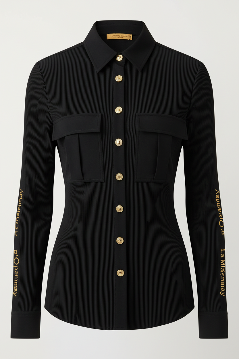 Chemise cintrée à plis noir La Maison d'Opamay