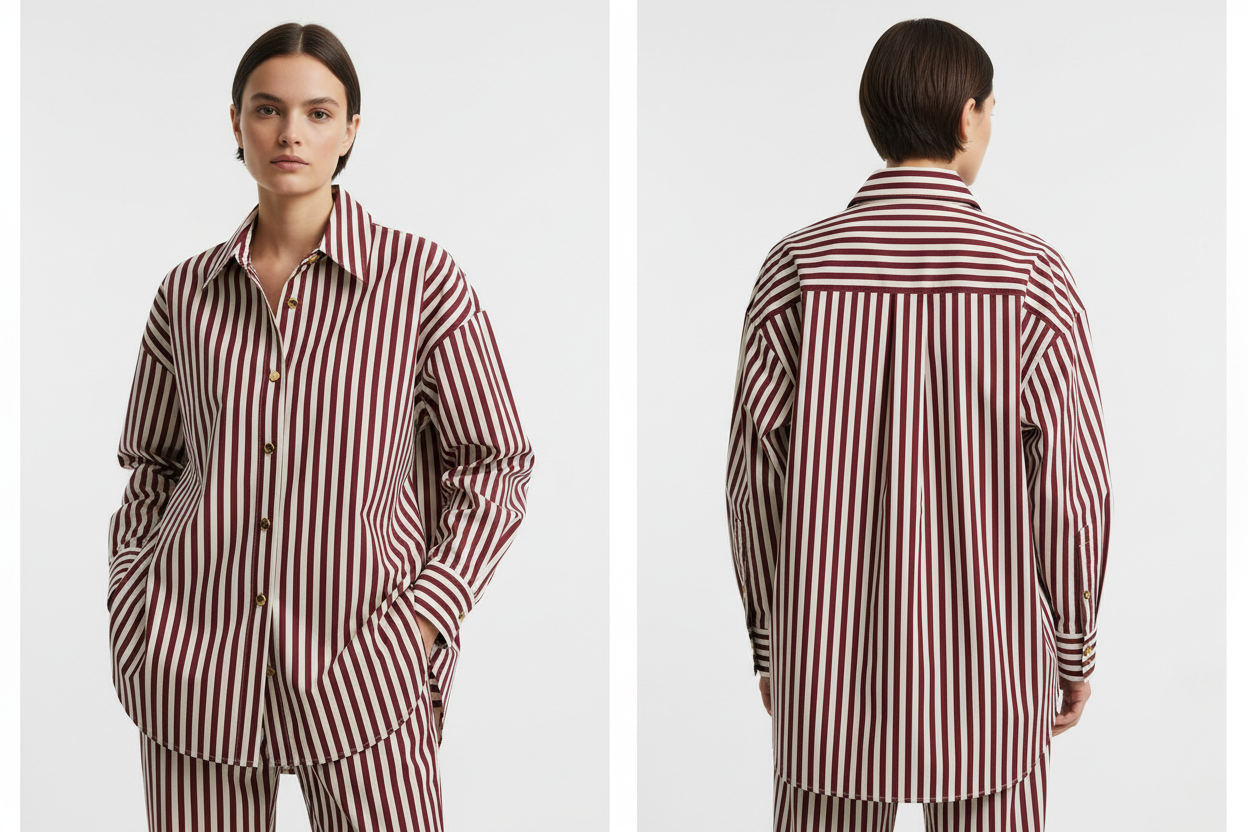 Chemise oversize à rayures bordeaux
