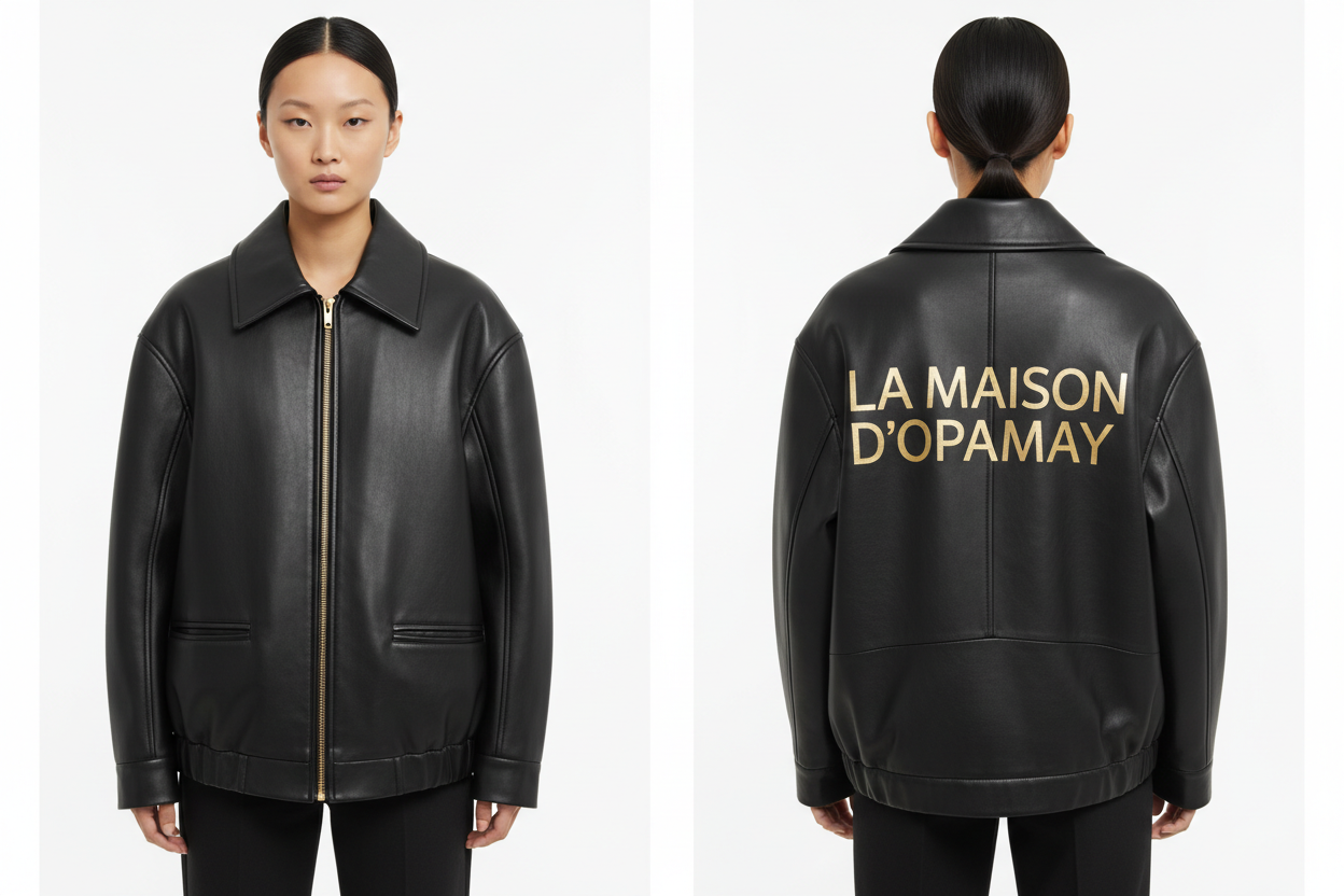 Veste oversize imitation cuir avec col - noir