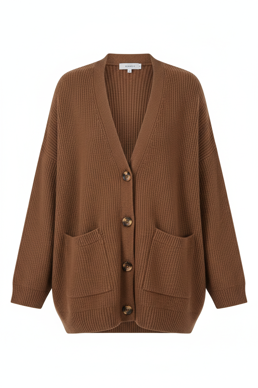 gilet Betsy oversize marron en maille