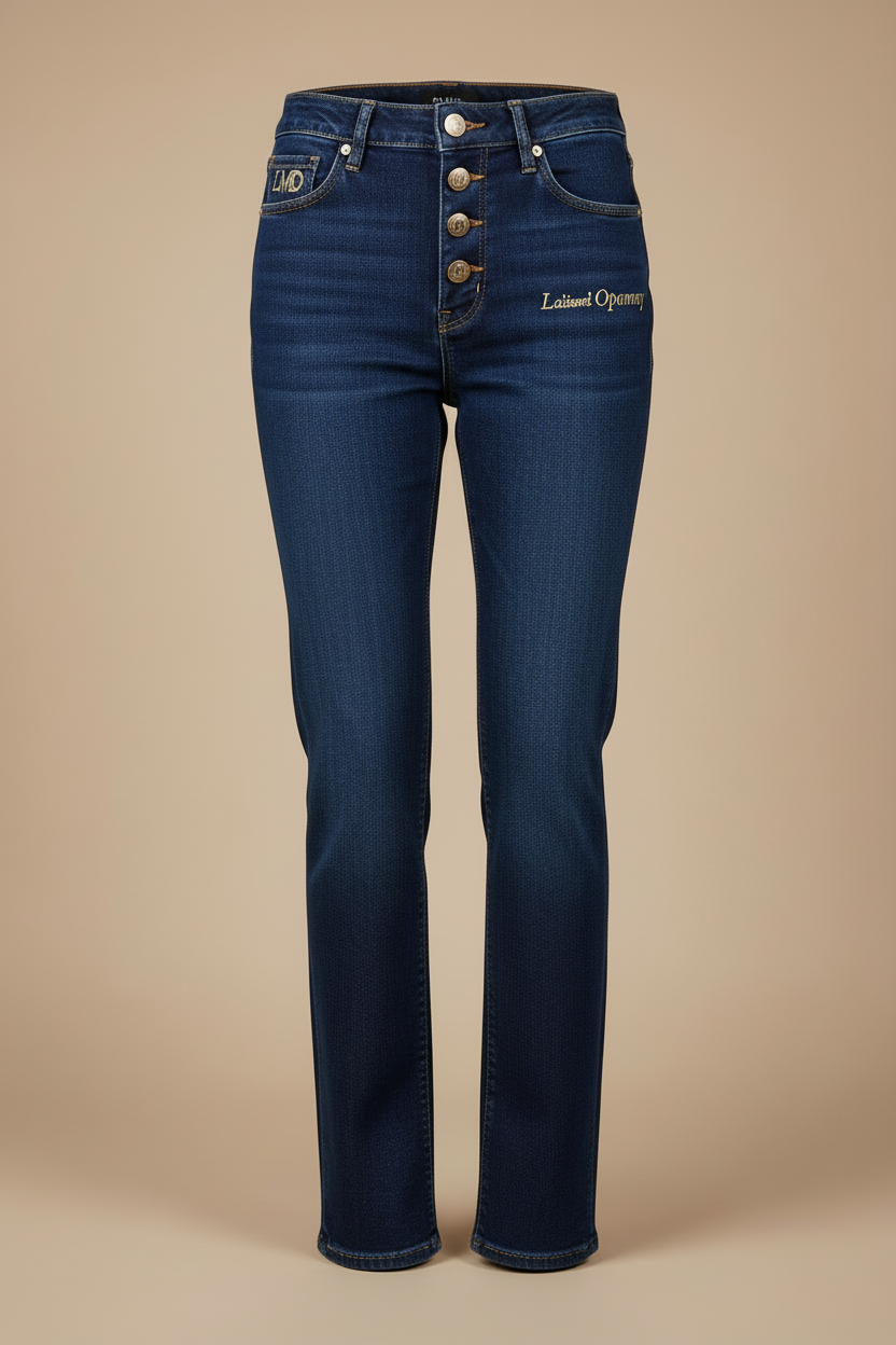 Jean coupe droite à boutons doré Mara