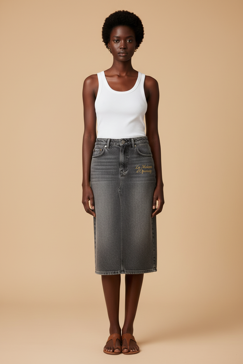 Jupe en jean mi-longue EMA