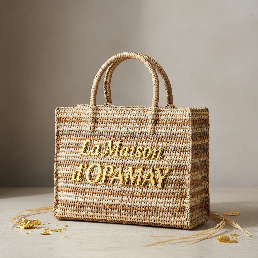 Sac mini-cabas beige "La Maison d'Opamay"