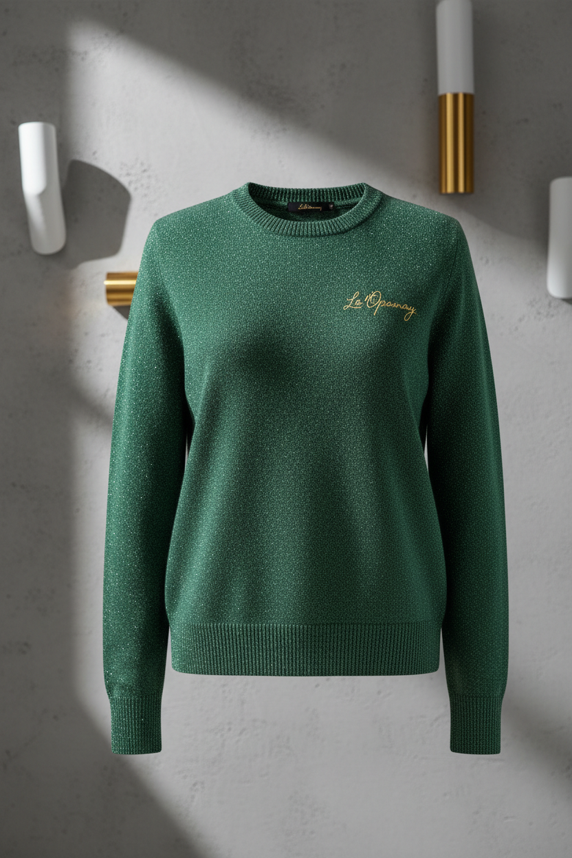 Pull en maille manches foncées - vert