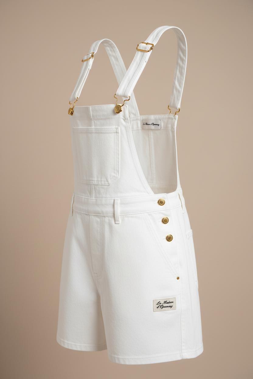 Combi-short en jean MERINA blanche