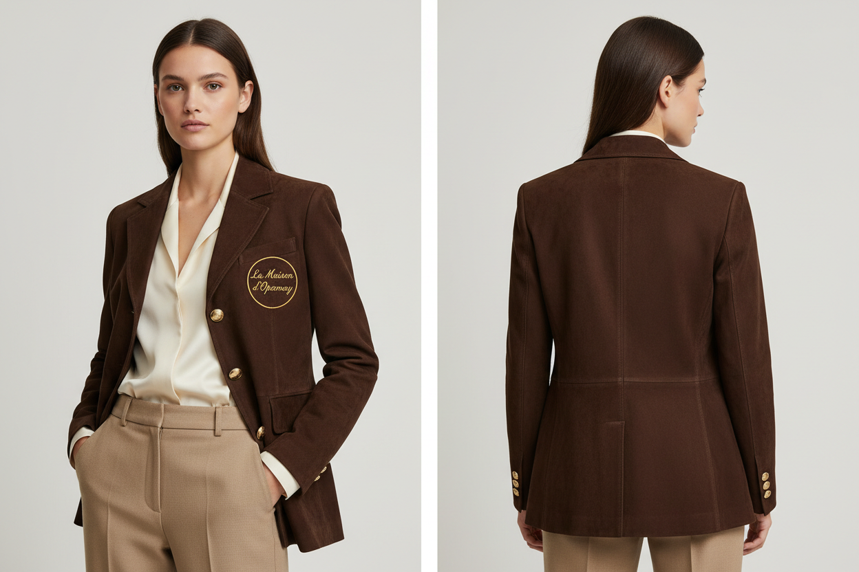 Veste daim avec poche - marron